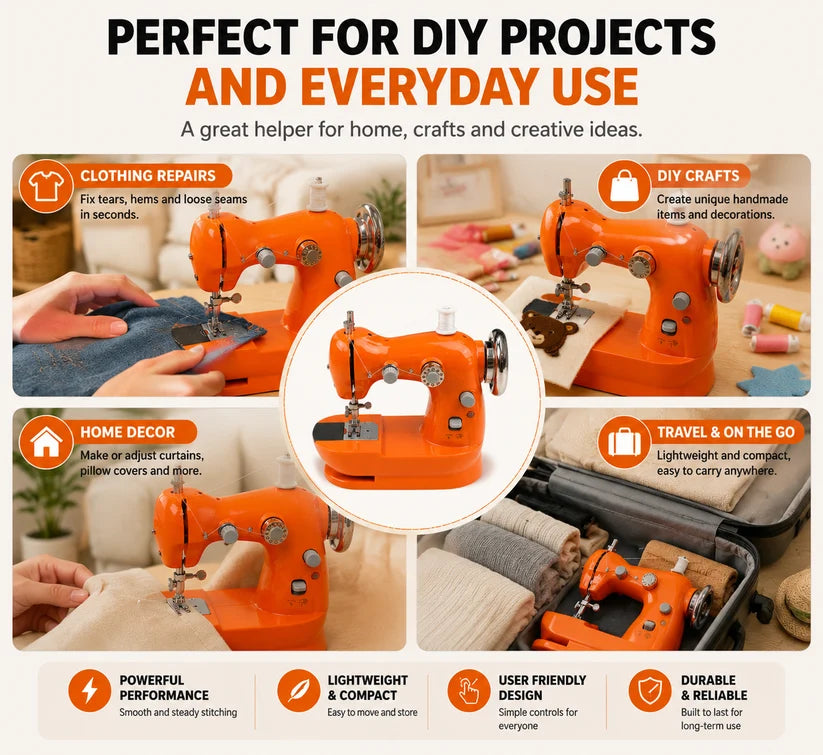 Mini Electric Sewing Machine– Compact Beginner-Friendly Sewing Machine for Home & DIY