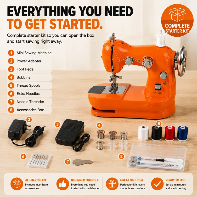 Mini Electric Sewing Machine– Compact Beginner-Friendly Sewing Machine for Home & DIY