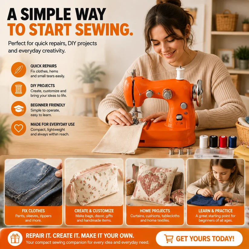 Mini Electric Sewing Machine– Compact Beginner-Friendly Sewing Machine for Home & DIY